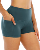 Women's High-Waisted Yoga Three-Point Belt Pocket Running Training Tight Quick-Dry Elastic Fitness Shorts-Outfit