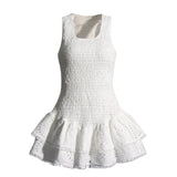 Fashion Suspension Short Dress 2025 Spring New Sexy Fang Collar Sleeveless Design With Lotus Leaf Edge