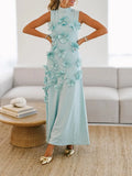 Fongt Temperament Famous Wind Dress Woman 2025 Summer New Fashion Flowers Spliced High-End Sleeveless Tlosso With Long