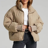 Stand-up Collar Zipper Pocket Padded Jacket-Outfit