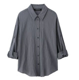 Fongt Homemade New Women's Classic Adjustable Short Sleeve Striped Shirt 9064/550