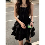 Fongt Spring French Black Sling Dress Female Summer Waist Temperament French Thin Temperament Princess Ponpong