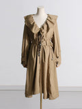 Fongt Female Senior Sense Long Summer 2024 New Casual Rope V Collar Women's Small Long Coat-Outfit