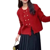 Xiaoxiangfeng Sweater Jacket Women's Wear 2024 Spring New Tassel Irregular Short Style Long-Sleeved Sweater-Outfit