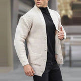 Fongt Casual Men's Cardigan Long Sleeve Loose Solid Color Pocket Button Slim Men's Autumn And Winter New
