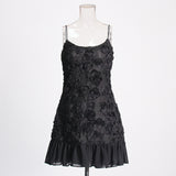 2025 Spring New Fashion Sexy Three-Dimensional Flowers Stitching Design Sense Hanging Lotus Side A-Shaped Dress
