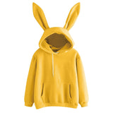 Cute Bunny Ears Hoodies Top Casual Fashion Solid Color Long Sleeve Hooded Sweatshirt Pullover Outwear Fall Spring