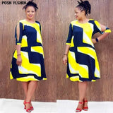 African Dresses for Women Dress Dashiki Geometric Print Patchwork African Clothes Plus Size Retro Africa Bodycon Christmas