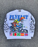 Fongt New Popular Fake Two Wide Leg Trousers Print Series Of Young Couples Round-Collar T-Shirt