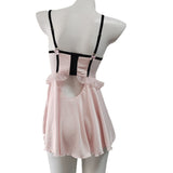 Fongt With Chest Cushion Pure Lust Wind Pajamas Female French Pure Lust Wind High-Grade Lace Perspective Thin Ice Ribbon Sling Skirt