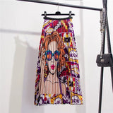 2019 New-Coming Spring Summer Printing Cartoon Pattern Empire High Elastic Women Skirt Party Holiday High Street