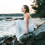 New-Coming Spring Summer Holiday Long Dress Cross Spaghetti Strap Open Back Beach Style Ankle-Length Women