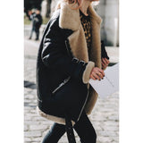Fongt Women's Locomotive Deer-Skin Cashmeat Wool Coat Women's Cotton Clothes