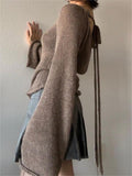 lace up knit top with trumpet