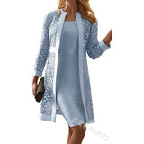 Fongt New Women's Color Lace Dress Two Coat