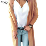 Jacket Autumn and Winter New Double Pocket Medium Length Knitted Cardigan Sweater Women Cardigan Women Knitted
