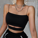 New Fashion Hot Sexy Women Summer Sexy Casual Sleeveless Cut-Out Short Tee Shirt Crop Top Vest Strap Tank Top