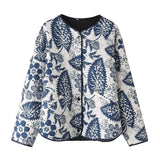 Fongt Women's ZA Fashion Autumn New Printing Thick Loose Leisure Cotton Jacket