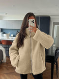 Fongt Hair Women's Autumn And Winter New Women's Solid Color Lazy Wind High-Collar Coat Warm Female Coat
