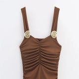 Fongt New Women's Shell Repair Temperament Sling Dress