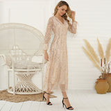 Popular Style Women's Wear Spring And Summer New Long-Sleeved Sequins Tassel Lady Chief-Outfit