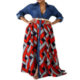 Fongt Spring Summer New Women's Dress Denim Woven Stripe Print