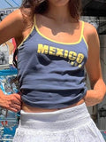 Contrast Color Letter Print Cami Top-Outfit