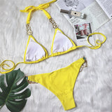 Fongt Hot-Selling New Crystal Diamond Chain Swimsuit Split Swimsuit Sexy