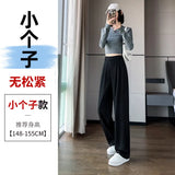 High Sense Suit Pants Female Spring And Summer High Waist Down Small Thin Black Straight Pants Narrow Version Wide Leg Pants-Outfit