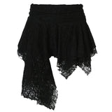 Fongt Retro Lace Irregular Low-Rise Half-Dress Temperament Holiday Folding Folded Thin A-Word Skirt