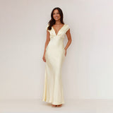 Fongt Women's New Sexy Deep V Body-Dressed Temperament Dress Women's Long Skirt