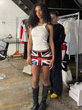 Fongt Style Personality Flag Prints Decorate Low-Waisted Hip-Blow Skirt Hottie Sexy Body Trim Skirt