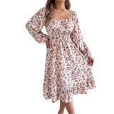 Autumn And Winter Elegant Broken Flower Collar Long Sleeves To Close The Waist Lotus Leaf Side A Dress Women's