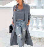 Fongt Cardigan Trench Coat Knit Loose Sweater Two Solid Color Vest Set-Outfit