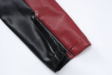Contrast Pu Leather Cropped Moto Jacket-Outfit