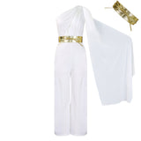 Fongt Women's 2025 Spring And Summer New Fashion Temperament Collar Splicing Folding OL High-Waisted African Jumpsuit