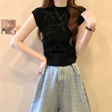 Fongt Wind Gentle Niche Bow High-Neck Short Sleeve New T-Shirt Summer Slimming Short Blouses