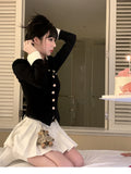 Vintage Two Piece Set Women Japanese Short Blazer Coat+mini Skirt Suit Female Casual Korean Fashion Sexy Kawaii Set