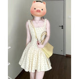 Fongt Gentle Temperament Red Knitted Shirt Coat Wave Dot Square Tie Dress Women's Spring And Summer New Set