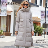 Fashion Women's Winter Coat Slim Long Stand Collar Hooded Thickened Warm Down Jacket Casual Pocket Ladies Parka