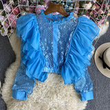 Lace Lace Long-Sleeved Shirt-Outfit