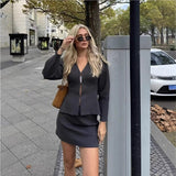 Fongt Women's INS Burst Women's Simple Loose Knitted Coat Mini-Skirt Set
