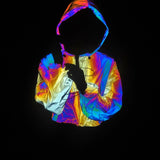 Colorful Reflective Crop Top Women's Hooded Top Jacket Colorful Reflective Short Jacket-Outfit