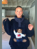 Fongt New Women's Autumn And Winter Lead Cute Bear Pattern Lamb Plush Jacket Jacket Woman