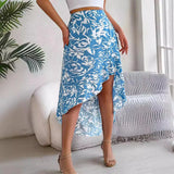 Fongt Shooting 2025 Spring And Summer Flowers Lotus Leaves In The Middle Of The Long Irregular Skirt Women's Dress
