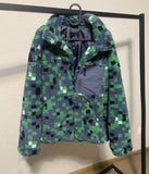 men's autumn winter stitching grab velvet jacket jacket thickened warm green check