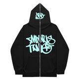 Fongt New High Street Hip-Hop National Tide Printing Zipper Clothing Fashion Fashion Couple Hooded