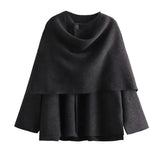 Fongt For - Women's Explosive Asymmetric Scarf Short Knitted Coat