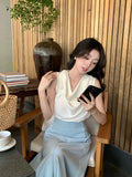 Fongt Xixi 13 Line 2025 Summer New Temperament Collar Tie With Small Shirt Sleeveless T-Shirt Top Female 89320