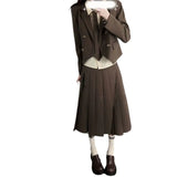 Fongt 2024 New Student Temperament, Blazer, Tie, Shirt, Pleated Skirt, Three-Piece Set-Outfit